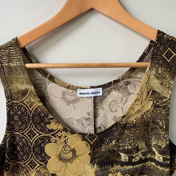 Vintage Marie Claire Whimsical Gold Brown Dress - Picture 4 of 5